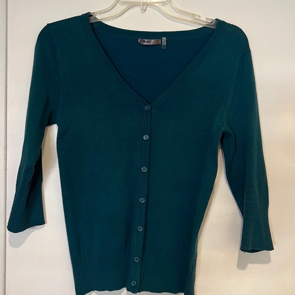 Dark teal v neck cardigan